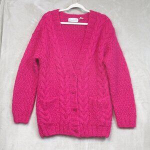 Vintage The Weathervane Mohair Cable Knit Button Front V-Neck Cardigan Sweater S